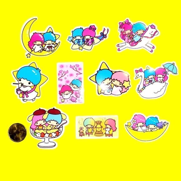 3/$20 Brand New 10x Little Twin Stars Waterproof Stickers #b - Picture 1 of 1